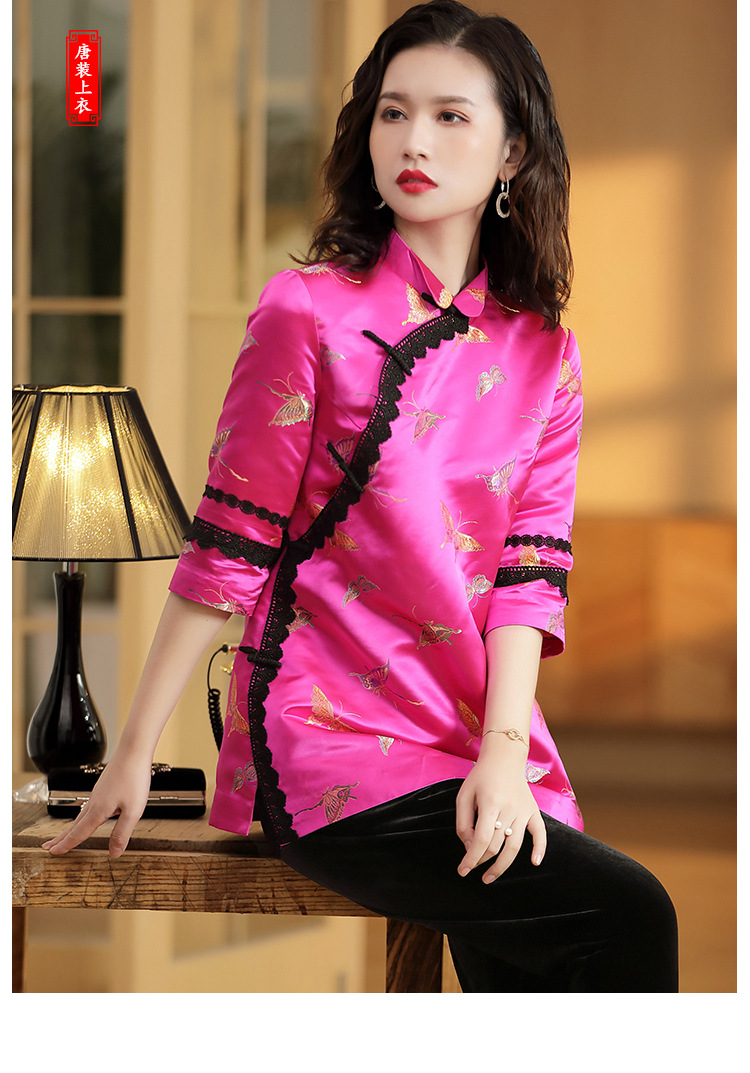 融合时尚与传统 xzyqf191027新款锦缎刺绣唐装上衣