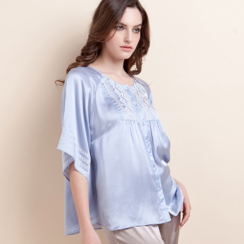 金三塔夏季新品 100%桑蚕丝刺绣高端家居服，优雅与舒适的完美结合